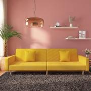 Sofy i kanapy - shumee shumee 2 osobowa kanapa 2 poduszki żółta tapicerowana tkaniną - miniaturka - grafika 1