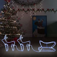 Oświetlenie świąteczne - vidaXL Lumarko Świąteczna dekoracja zewnętrzna: renifery i sanie, 576 diod LED! 329811 - miniaturka - grafika 1