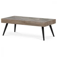 Ławy i stoliki kawowe - Stolik kawowy, spiekany blat ceramiczny 120x60, szary marmur, czarne metalowe nogi, jasnobrązowy fornir - miniaturka - grafika 1