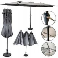 Parasole ogrodowe - DUŻY ROZKŁADANY REGULOWANY PARASOL OGRODOWY 270x460CM PHOENIX C. SZARY - miniaturka - grafika 1