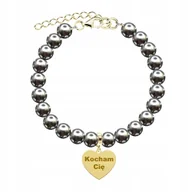 Bransoletki - Bransoletka Złota na Dzień Matki z Perłami Kocham Cię 925 Grawer Życzenia - miniaturka - grafika 1