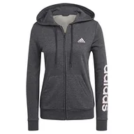 Bluzy damskie - adidas Damska bluza W Lin Ft Fz HD Ciemnoszary wrzosowy/przezroczysty różowy S - miniaturka - grafika 1