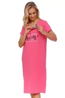 Odzież ciążowa - Koszulka nocna dla kobiet karmiących piersią Peony różowa S - miniaturka - grafika 1