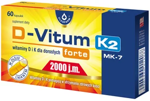 Oleofarm D-Vitum Forte 2000 j.m.+ K2 60kapsułek 3158442 - Witaminy i minerały - miniaturka - grafika 1