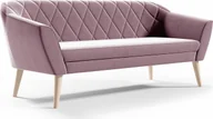 Sofy i kanapy - BETTSO Wygodna tapicerowana sofa 3-osobowa w stylu skandynawskim na drewnianych nogach z eleganckimi przeszyciami VIVA 3 Różowa - miniaturka - grafika 1