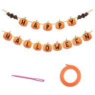 Dekoracje sali - Girlanda Baner z Napisem Happy Halloween z Dyniami i Nietoperzami - miniaturka - grafika 1