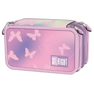 Piórniki - St. Right Piórnik Potrójny Szkolny Z Wyposażeniem Szkolnym Pink Butterflies - miniaturka - grafika 1