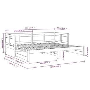 Lumarko Łóżko rozsuwane, lite drewno sosnowe, 2x(80x200) cm - Łóżka - miniaturka - grafika 12