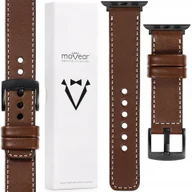 Akcesoria do smartwatchy - Pasek premium skórzany do Apple Watch 49/46-44mm Ciemnobrązowy Movear - miniaturka - grafika 1