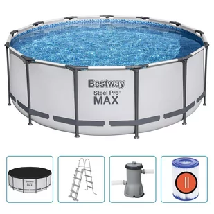 vidaXL Bestway Basen ogrodowy Steel Pro MAX z akcesoriami, okrągły, 396x122cm - Baseny ogrodowe - miniaturka - grafika 1