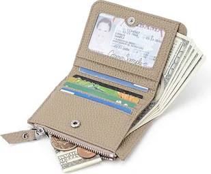 INF Męski cienki portfel z blokadą RFID i kieszenią na monety - Skórzany portfel na zamek Szary - Portfele - miniaturka - grafika 1