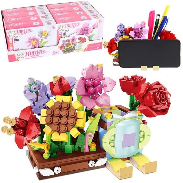 Klocki Konstrukcyjne Kwiaty w Doniczce do Budowania 8w1 Kwiatowy Ogród