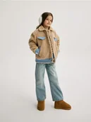 Kurtki i płaszcze dla dziewczynek - Reserved - Kurtka z imitacji baranka - kremowy - miniaturka - grafika 1