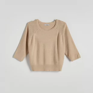 Reserved - Gładki sweter - Beżowy - Swetry damskie - miniaturka - grafika 1