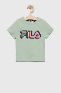 Koszulki i topy damskie - Fila t-shirt bawełniany dziecięcy kolor zielony z nadrukiem - grafika 1