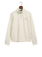 Bluzy męskie - GANT Oryginalna męska bluza dresowa z zamkiem do połowy długości, Eggshell, standardowa, Eggshell, 3XL - miniaturka - grafika 1