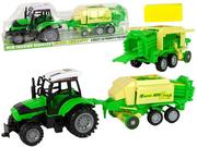 Samochody i pojazdy dla dzieci - Zielony Traktor z Prasą Napęd Frykcyjny LEAN CARS - miniaturka - grafika 1