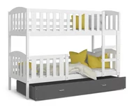 Łóżka dla dzieci i młodzieży - Łóżko piętrowe 190x80 białe szare KUBUŚ - miniaturka - grafika 1