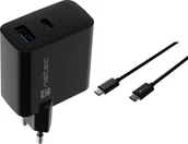 Zasilacze do laptopów - Ładowarka Natec Ribera 1x USB-A 1x USB-C 3 A NUC-2143 + Kabel USB-C - USB-C 1 m Czarny - miniaturka - grafika 1