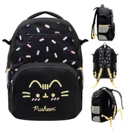 Plecaki szkolne i tornistry - Plecak Szkolny, Pusheen, dwukomorowy, czarny kot - miniaturka - grafika 1