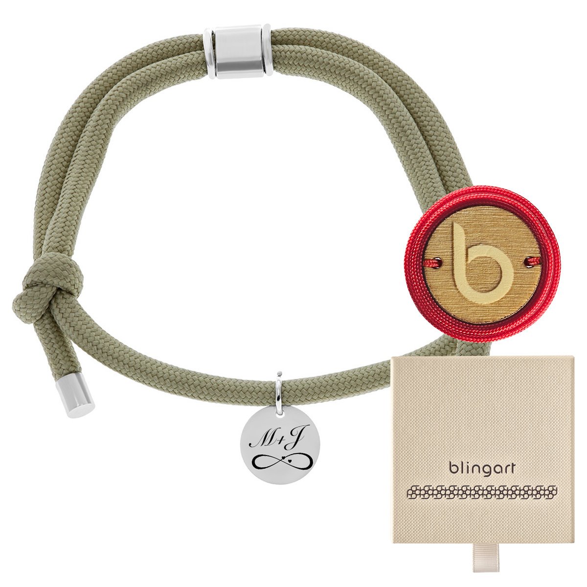 Bransoletka z grawerem sznurkowa stal chirurgiczna damska modna BLINGART