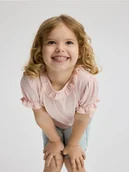 Bluzki dla niemowląt - Reserved - Bawełniany t-shirt z falbanką - pastelowy róż - miniaturka - grafika 1