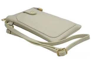 Torebka skórzana / etui na telefon - Beżowe jasne - Etui i futerały do telefonów - miniaturka - grafika 6