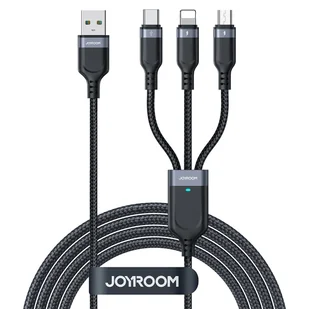 3w1 Kabel przewód USB-A - iPhone Lightning USB-C microUSB Multi-Use 1.2m czarny - Kable USB - miniaturka - grafika 1