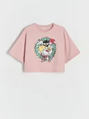 Koszulki dla dziewczynek - Reserved - T-shirt Hello Kitty - brudny róż - miniaturka - grafika 1