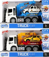 Samochody i pojazdy dla dzieci - Mega Creative AUTO CIEZAR LAWETA DZ/SW P/B AK 33X20X13 MC18/36 - miniaturka - grafika 1