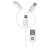 Kable USB - FOREVER KABEL USB micro-USB/Lightning/USB-C 1M bialy - miniaturka - grafika 1