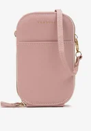 Torebki damskie - Różowa Torebka Dwukomorowa na Pasku Berniel - miniaturka - grafika 1