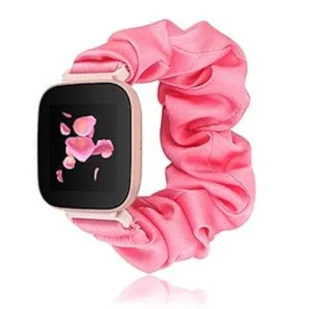 BRANSOLETA DO ZEGARKA SCRUNCHIE RÓŻOWA FITBIT VERSA 1/2/LITE TKANINA - Akcesoria do smartwatchy - miniaturka - grafika 1