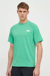 Koszulki męskie - The North Face t-shirt sportowy Foundation kolor zielony gładki - grafika 1