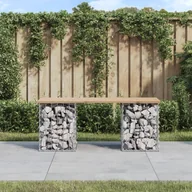 Ławki ogrodowe - vidaXL Ławka ogrodowa, gabion, 103x31x42 cm, lite drewno sosnowe - miniaturka - grafika 1