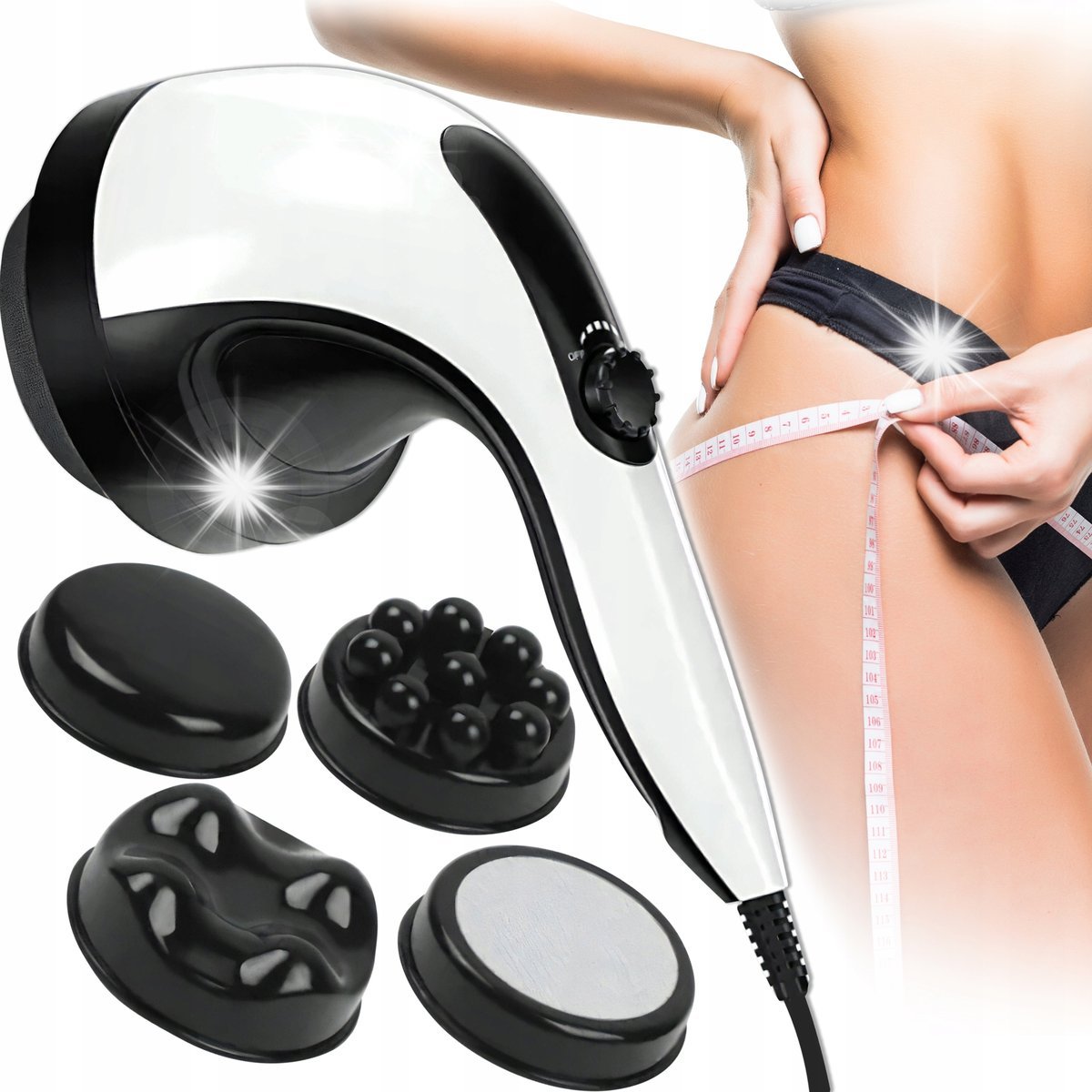 PISTOLET DO MASAŻU MASAŻER ANTYCELLULITOWY WYSZCZUPLAJĄCY DO CELLULITU 4w1