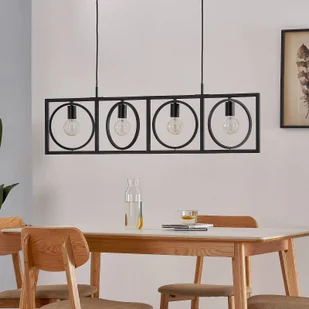 Lampa wisząca Mateja marki Lindby, czarna, metal, 112 cm, 4-punktowa. - Lampy sufitowe - miniaturka - grafika 1
