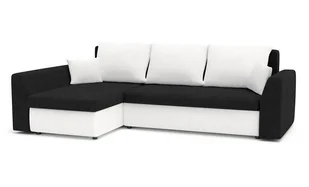 Narożnik z funkcją spania, Paul, 240x140x75 cm, biel, czarny - Narożniki Narożnik z funkcją spania, Paul, 240x140x75 cm, biel, czarny - Narożniki - miniaturka - grafika 1