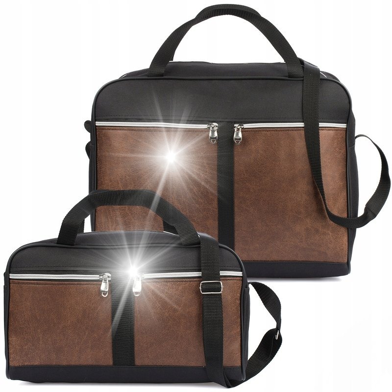 Torba Podróżna Samolotowa I Kosmetyczka Zestaw Dwóch Toreb Fitness Brązowa