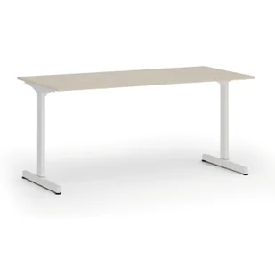 Biurko PRIMO BETA, 1600 x 800 mm, podstawa biała, brzoza - Biurka - miniaturka - grafika 1