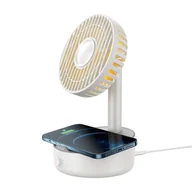 Ładowarki do telefonów - Baseus Hermint 2w1 bezprzewodowa ładowarka Qi 10W biurkowy wiatrak wentylator biały (WXYZ-B02) - miniaturka - grafika 1