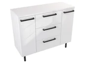 Szafki łazienkowe - Szafka Stojąca Z Blatem ATH 100 cm D - Biały Wysoki Połysk - Uchwyty Czarne Matowe - miniaturka - grafika 1