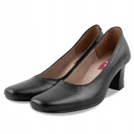 Półbuty damskie - Półbuty Damskie Wyjściowe Buty Czarne Eleganckie Skórzane 38 - miniaturka - grafika 1