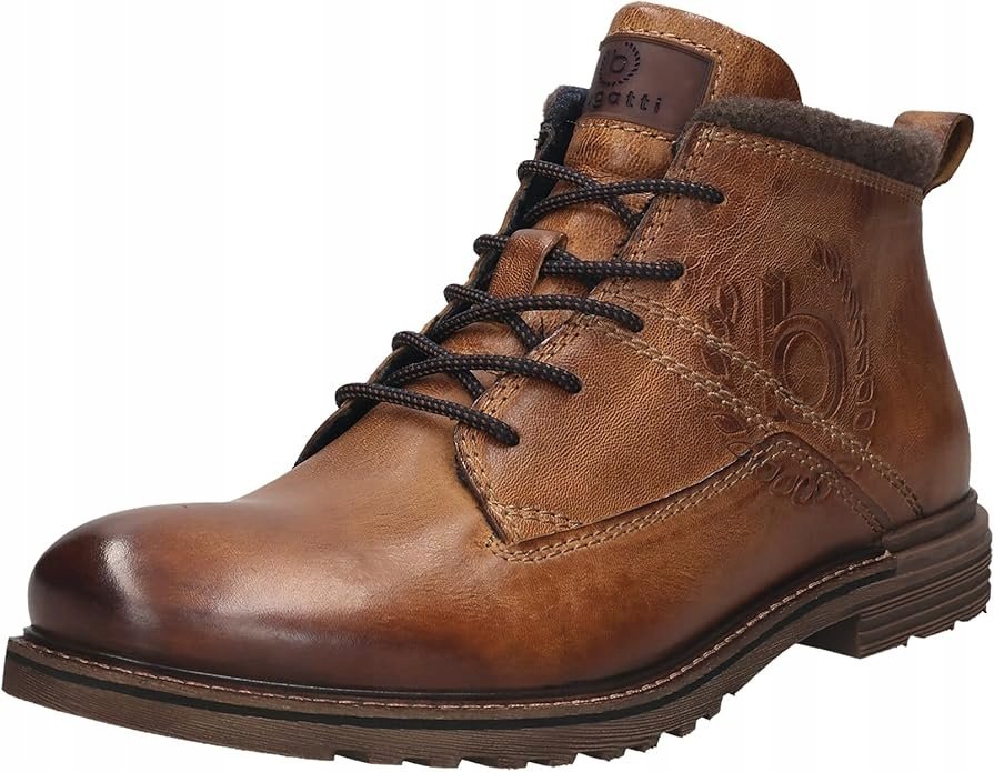 BUGATTI BRĄZOWE TRZEWIKI MĘSKIE SKÓRZANE CIEPŁE 45 J8A