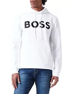 Bluzy męskie - BOSS Męska bluza z kapturem 1 dżersej, biały 100, M (DE) - miniaturka - grafika 1