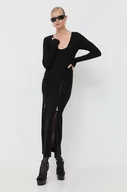 Sukienki - Patrizia Pepe sukienka z domieszką wełny kolor czarny maxi dopasowana - miniaturka - grafika 1
