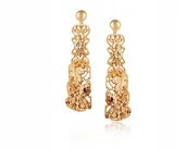 Kokony niemowlęce - AŻUROWE KOLCZYKI Z MOTYWEM KWIATÓW I LIŚCI, ZDOBIONE KRYSZTAŁKAMI (P24/JES/ - miniaturka - grafika 1