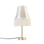 Lampy stojące - QAZQA Klasyczna lampa stołowa mosiężna z kremowym abażurem 30 cm - Simplo - miniaturka - grafika 1