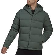 Kurtki męskie - Kurtka adidas Helionic Hooded Down HG8749 - zielona - miniaturka - grafika 1