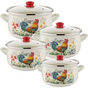 Zestawy garnków i patelni - Zestaw Garnków Emaliowanych Kogucik Indukcja 8 El - miniaturka - grafika 1